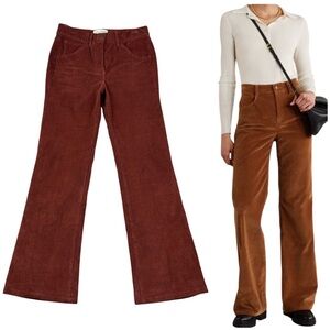 Nili Lotan Celia Boot Cut Corduroy Pants Size 2 Brown Cognac Flare Mid Rise